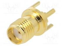 Connector  SMA, socket, female, straight, 50, THT, on PCBs, PTFE