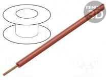 Wire, LiY, stranded, Cu, 0.14mm2, PVC, red, 60V, 100m, 1x0.14mm2