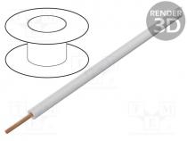 Wire, LiY, stranded, Cu, 0.14mm2, PVC, white, 60V, 100m, 1x0.14mm2