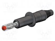 Connector  4mm banana, plug, 32A, 600V, black, insulated, 2.5mm2