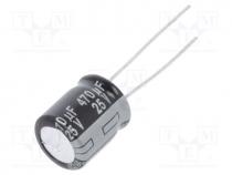 Capacitor  electrolytic, low ESR, THT, 470uF, 25VDC, Ø10x12.5mm