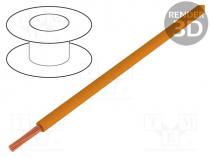 Wire, LiY, stranded, Cu, 0.14mm2, PVC, orange, 60V, 100m, 1x0.14mm2