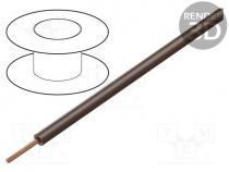 Wire, LiY, stranded, Cu, 0.14mm2, PVC, brown, 60V, 100m, 1x0.14mm2