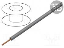Wire, LiY, stranded, Cu, 0.14mm2, PVC, grey, 60V, 100m, 1x0.14mm2