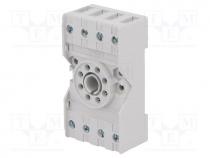 Socket, PIN  8, 10A, 250VAC, on panel,for DIN rail mounting, octal