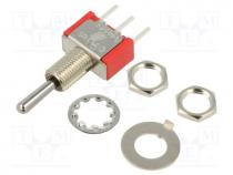 Switch  toggle, Pos  3, SP3T, (ON)-OFF-(ON), 2A/250VAC, 5A/28VDC