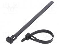Cable tie, multi use, L  125mm, W  7.2mm, black, polyamide, 222N