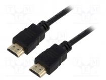 Cable, HDMI plug,both sides, HDCP 2.2,HDMI 2.0, 15m, black, 26AWG