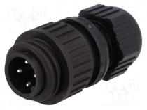 Connector  circular, plug, male, IP67, PIN  4(3+1), 3+PE, 16A, 400V
