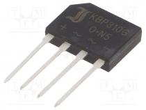Bridge rectifier  single-phase, Urmax  1kV, If  3A, Ifsm  65A, flat