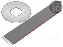 Wire  ribbon, 1.27mm, stranded, Cu, unshielded, PVC, grey, 30.5m