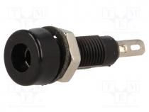 Connector  4mm banana, socket, 10A, 60VDC, black, nickel plated