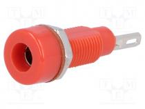 Connector  4mm banana, socket, 10A, 60VDC, red, nickel plated