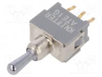 Switch  toggle, Pos  3, SPDT, (ON)-OFF-(ON), 0.05A, 0.05A, ATE, 50m