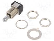 Switch  toggle, Pos  3, DPDT, (ON)-OFF-(ON), 6A/125VAC, 6A/6VDC