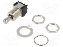 Switch  toggle, Pos  3, DPDT, (ON)-ON-(ON), 6A/125VAC, 6A/6VDC, MTG