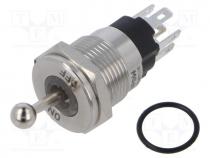 Switch  toggle, Pos  2, SPDT, ON-ON, 5A/250VAC, -40÷85C, IP67, 12VDC