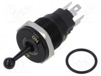 Switch  toggle, Pos  2, SPDT, ON-ON, 5A/250VAC, -40÷85C, IP67, brass