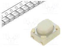 Microswitch TACT, SPST, Pos  2, 0.05A/12VDC, SMD, 1.76N, OFF-(ON)