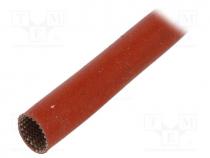 Insulating tube, fiberglass, brick red, -60÷250C, Øint  8mm