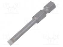 Screwdriver bit, slot, 4x0.8mm, 1/4", Overall len  50mm