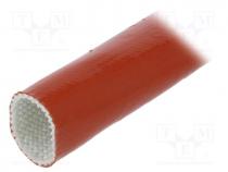 Insulating tube, fiberglass, brick red, -60÷250C, Øint  22mm