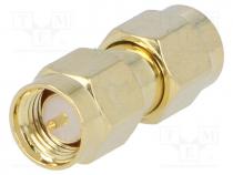 Coupler, SMA male,both sides, straight, gold-plated