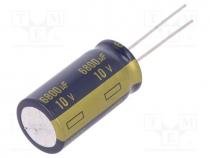 Capacitor  electrolytic, low ESR, THT, 6800uF, 10VDC, Ø16x31.5mm