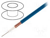 Wire  coaxial, RG59-flex, stranded, OFC, 0.22mm2, PVC, blue, 2kVAC