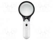 Hand magnifier, Lens  Ø22mm,Ø75mm, Illumin  LED, white, 10000K