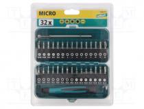 Kit  screwdriver bits, metal case, hex key,Phillips,slot,Torx®