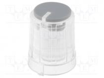 Knob, miniature,with pointer, plastic, Øshaft  6mm, Ø13.3x16.5mm