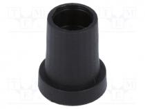 Knob, conical, thermoplastic, Øshaft  6mm, Ø14x18mm, black, push-in