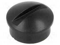 Knob, miniature, plastic, Øshaft  6mm, Ø12x3mm, black, push-in