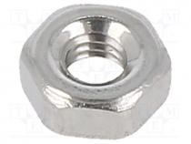 Nut, hexagonal, M2,5, 0.45, A2 stainless steel, H  2mm, 5mm, DIN 934