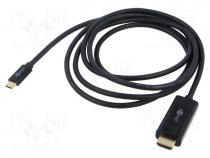 Cable, HDMI plug,USB C plug, PVC, HDCP 2.2,HDMI 2.0,USB 3.1
