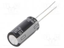 Capacitor  electrolytic, THT, 470uF, 50VDC, Ø10x20mm, Pitch  5mm
