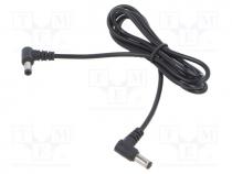 Cable, 2x0.5mm2, DC 5,5/2,1 plug x2, straight, black, 1.2m