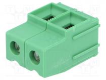 Connector  PCB terminal block, terminal, 67A, 690V, PIN  2, on PCBs