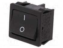 ROCKER, DPST, Pos  2, ON-OFF, 12A/250VAC, black, IP40, none, 1802