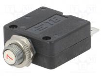 Circuit breaker, Urated  250VAC, 50VDC, 7A, SPST-NC, Poles  1, MCB