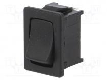ROCKER, SPDT, Pos  2, (ON)-OFF, 10A/250VAC, black, IP40, none, 100m