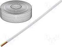 Telephone cable, flat, AWG28 4 cores, reel 100m, White