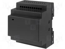 ABS enclosure, DIN rail mount 92x76x60mm snap fastener