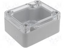 Polycarbonate enclosure, transparent 64x58x35mm