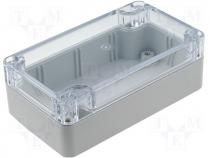 Polycarbonate enclosure, transparent 115x65x40mm