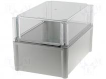 Polycarbonate enclosure SOLID 278x188x180mm transp. cov