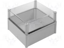 Polycarbonate enclosure SOLID 278x278x180mm transp. cov