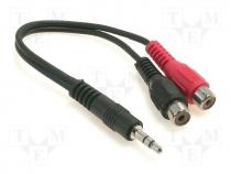 Cable, plug JACK 3,5 stereo-2x socket RCA, 0,2m