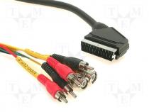 Cable, plug SCART 21pin 2xBNC$xRCA input/output, 1,5m